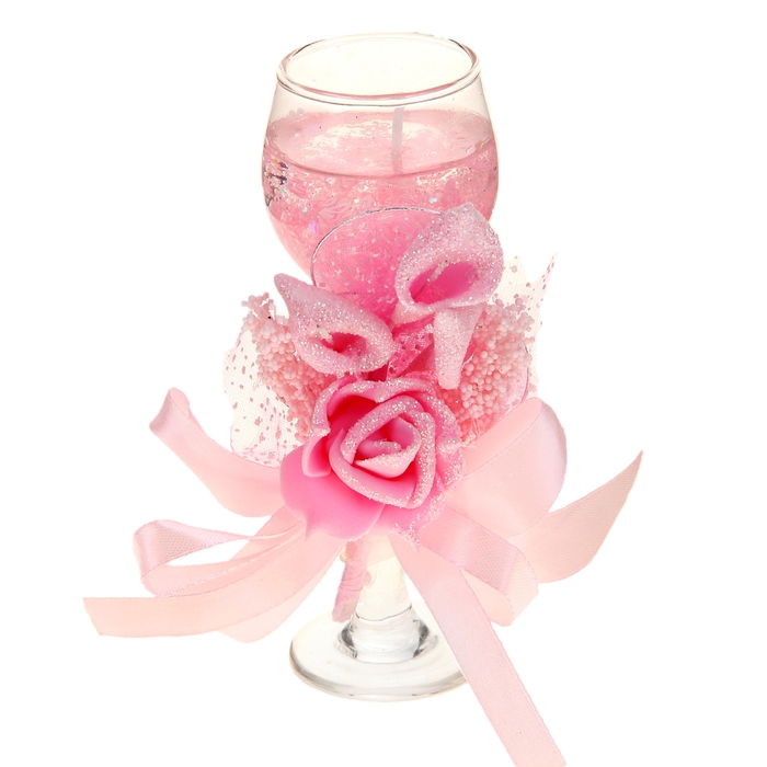 Свеча гелевая "Цветочная фантазия", цвет розовый