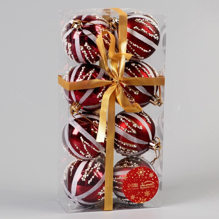 фото Набор шаров пластик d-5,5 см, 8 шт "маскарад" бордовый зимнее волшебство