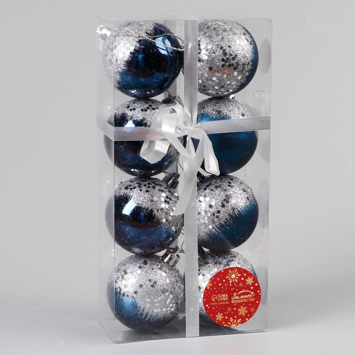 фото Набор шаров пластик d-5,5 см, 8 шт "волшебство" синий зимнее волшебство