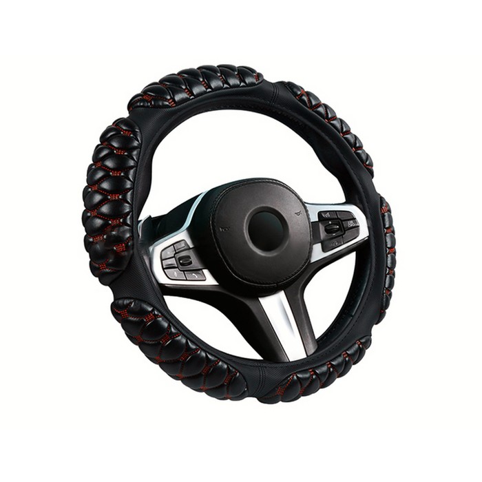

Оплётка на руль CarFashion BLACKBERRY, размер L, цвет черный/красный