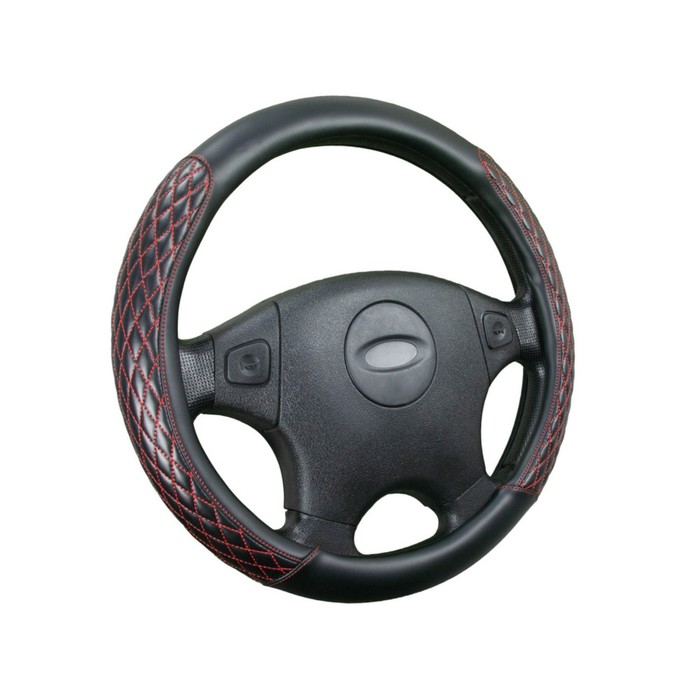 

Оплётка на руль CarFashion ROMB, размер M, цвет черный/черный/красный