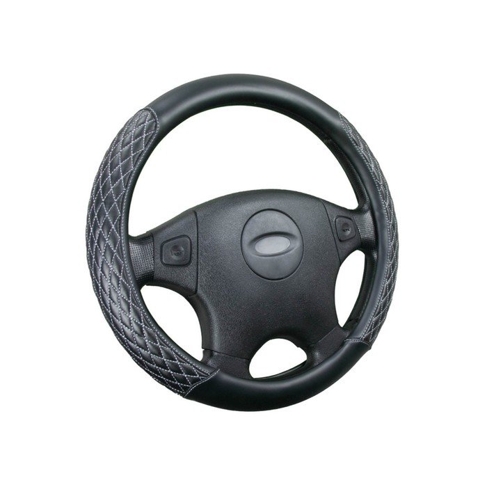

Оплётка на руль CarFashion ROMB, размер M, цвет черный/черный/серый