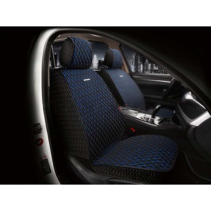 Накидки на передние сиденья CarFashion ICEBERG FRONT, цвет черный/черный/синий