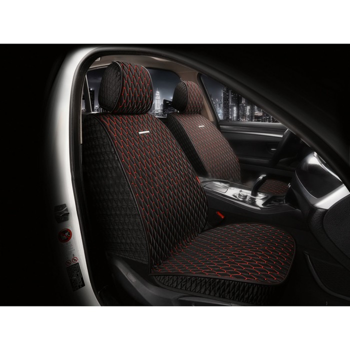 Накидки на передние сиденья CarFashion ICEBERG FRONT, цвет черный/черный/красный