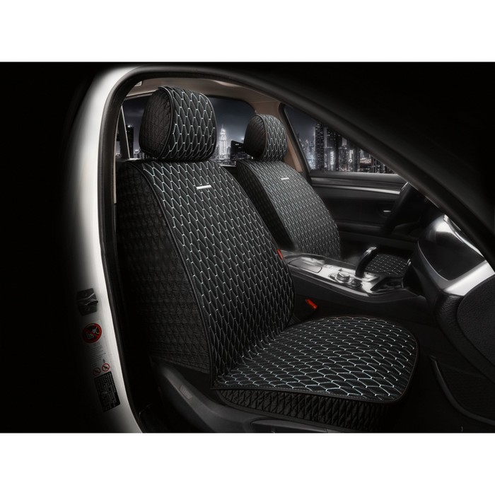 Накидки на передние сиденья CarFashion ICEBERG FRONT, цвет черный/черный/св.серый
