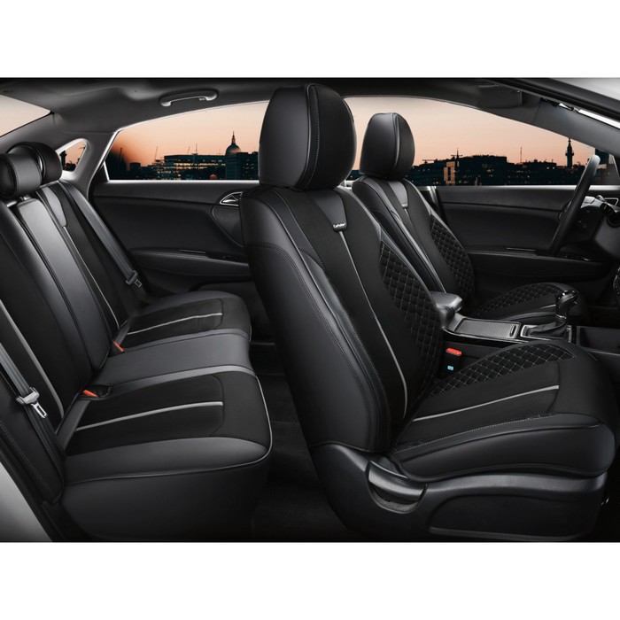 

Комплект каркасных чехлов 5D CarFashion MARSHAL PLUS, цвет черный/черный/т.серый