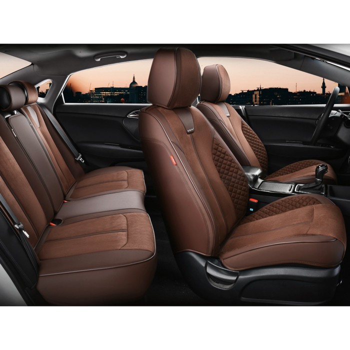 

Комплект каркасных чехлов 5D CarFashion MARSHAL PLUS, цвет кофе/кофе/кофе