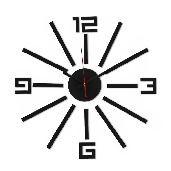 Часы-наклейка, серия: DIY, Лучи, плавный ход, d-40 см, черные