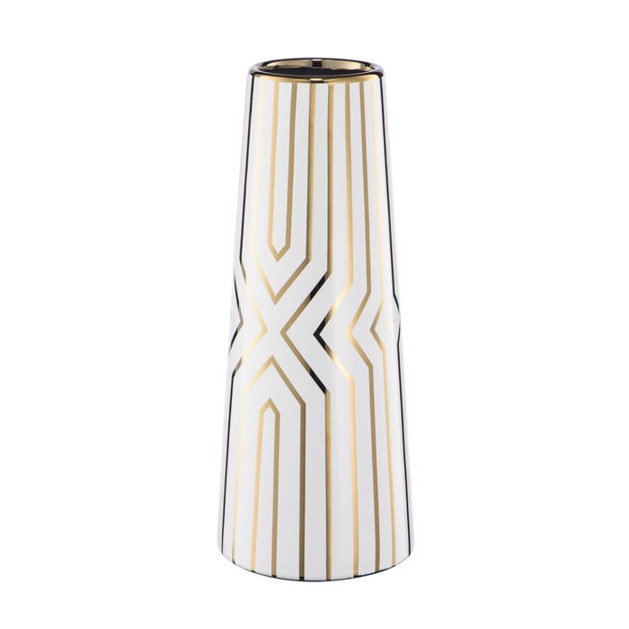 Декоративная ваза «Арт деко», 12×12×30 см, цвет белый с золотом ваза цилиндр вещицы арт деко 12х12х30 см белый с золотом керамика