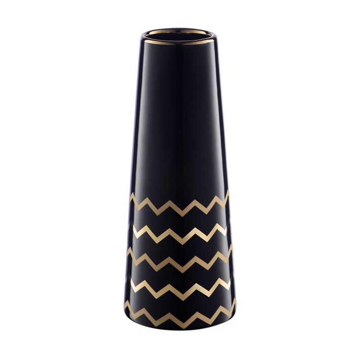 Декоративная ваза «Арт деко», 10×10×25 см, цвет чёрный с золотом ваза цилиндр вещицы арт деко 12х12х30 см белый с золотом керамика