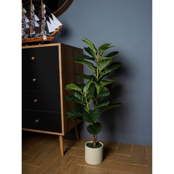 Декоративное растение в цементном горшке «Фикус», 14×14×96 см фикус горкунов эластика в горшке d 10 в горшке 5 см