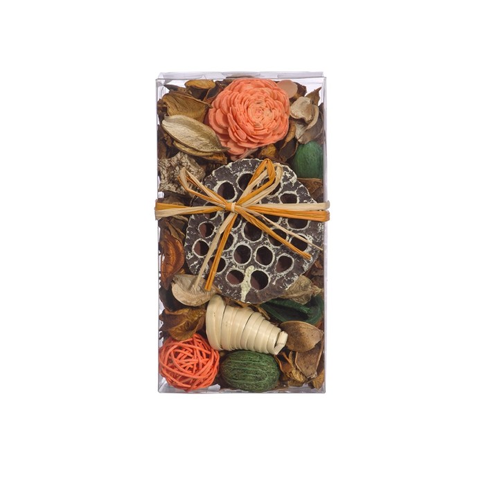 Набор сухоцветов из натуральных материалов с ароматом апельсина «Вещицы», короб 20×10,5×6 см цена и фото