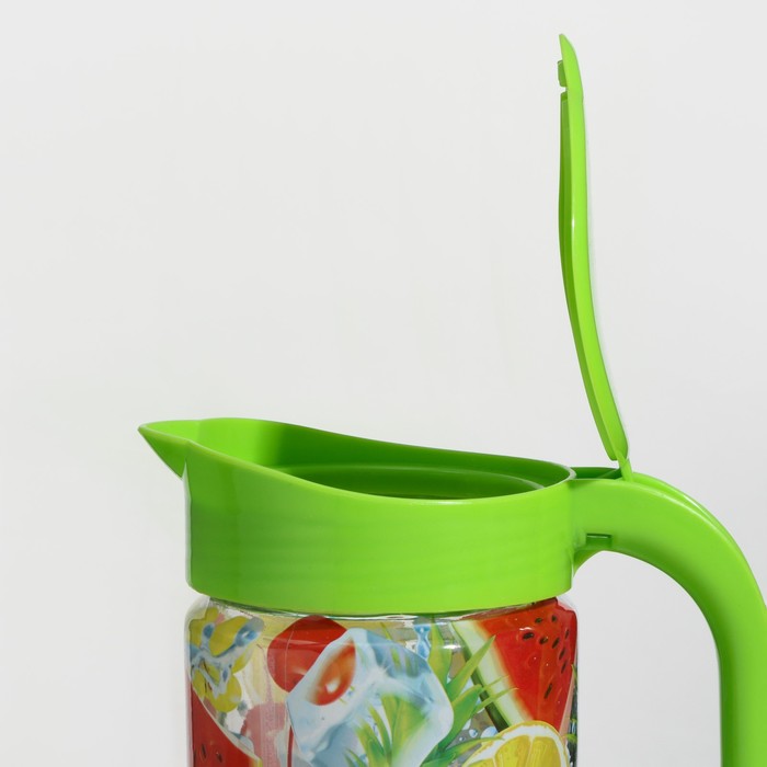 фото Кувшин «свежесть фруктов», стеклянный, 1.5 л, с зеленой крышкой larange