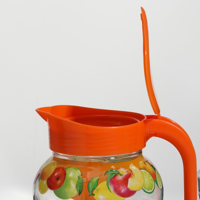 фото Кувшин «фруктовое ассорти», стеклянный, 1.5 л, с оранжевой крышкой larange