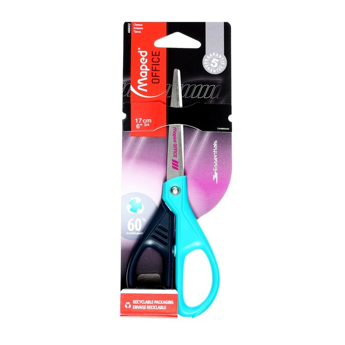 

Ножницы 17 см Maped ESSENTIALS GREEN DECO эргономичные, симметричные, в блистере, МИКС