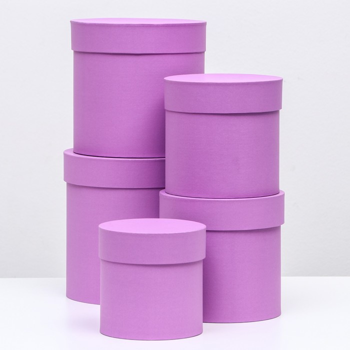Набор шляпных коробок 5 в 1 Фиолетовые , 20 х 20-13 х 13 см набор коробок 3 в 1 30 х 28 х 13 5 23 х 20 х 10 5 см