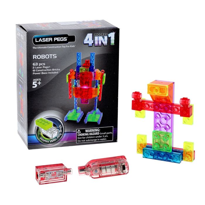 Конструктор светодиодный 4 в 1 "Роботы", 63 детали