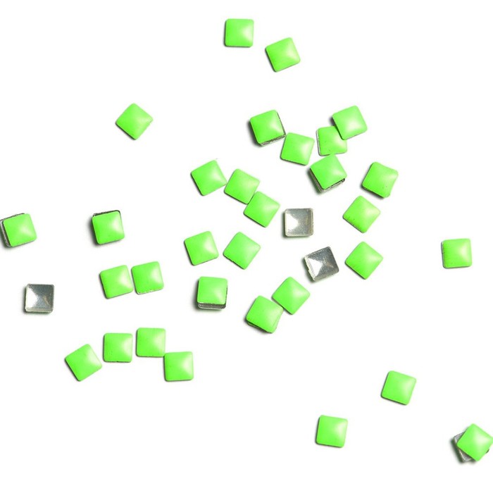 Стразы металлические, квадратные, 3х3, неоновый зелёный, 50 шт