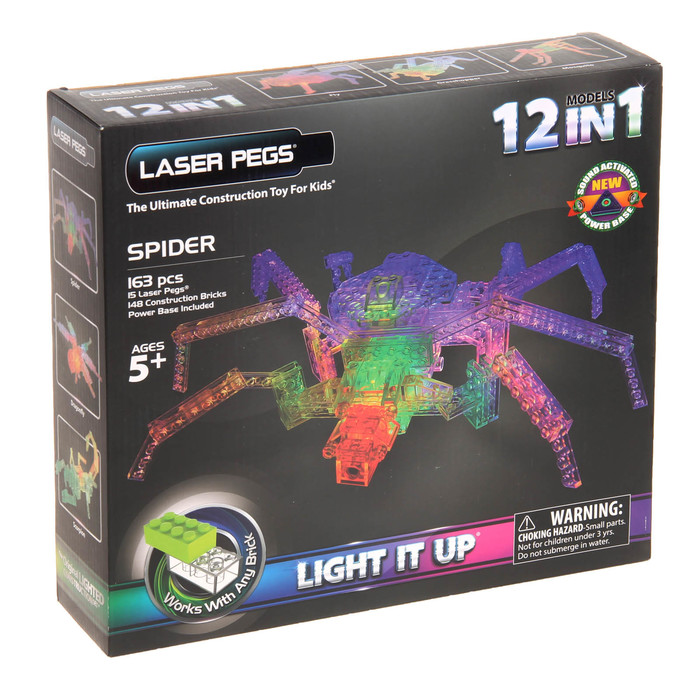 Конструктор светодиодный 12 в 1 "Паук", 163 детали