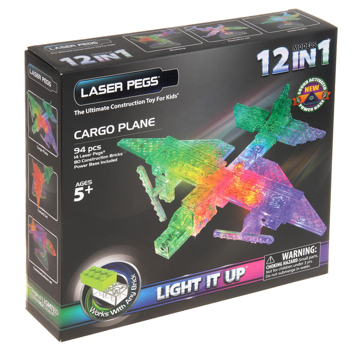 Конструктор светодиодный 12 в 1 "Грузовой самолет", 94 детали