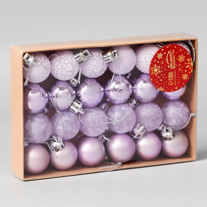 фото Набор шаров пластик d-3 см, 24 шт "традиция" треск, сиреневый зимнее волшебство