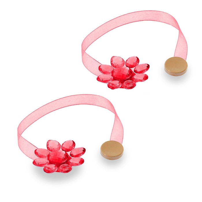 Подхват для штор на ленте "Восьмицветик", набор 2шт, цвет красный