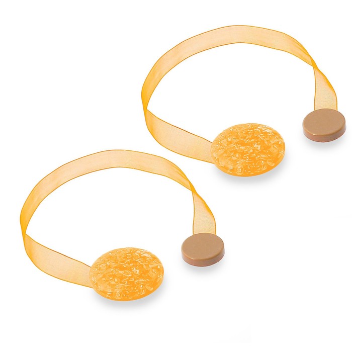 Подхват для штор на ленте "Лунный камень", набор 2шт, цвет жёлтый