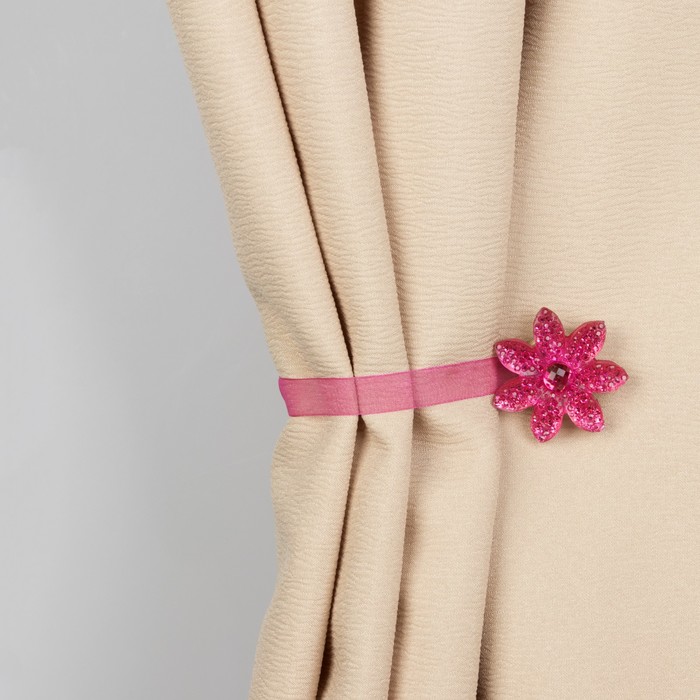 Подхват для штор на ленте "Горицвет", набор 2шт, цвет малиновый, набор 2 шт