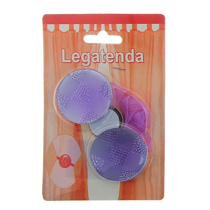 Подхват для штор на ленте "Клеточка", набор 2шт, цвет сиреневый