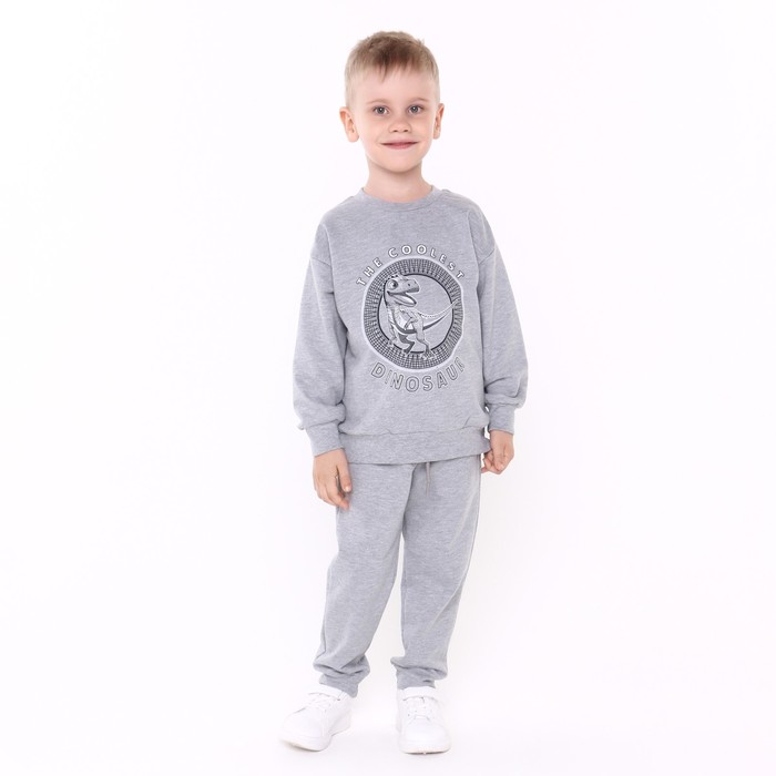 Костюм для мальчика (свитшот, брюки), цвет средне-серый меланж, рост 104 см