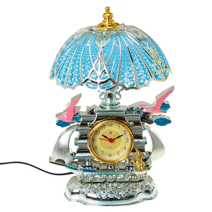 Часы-светильник с будильником "Корабль с чайками"