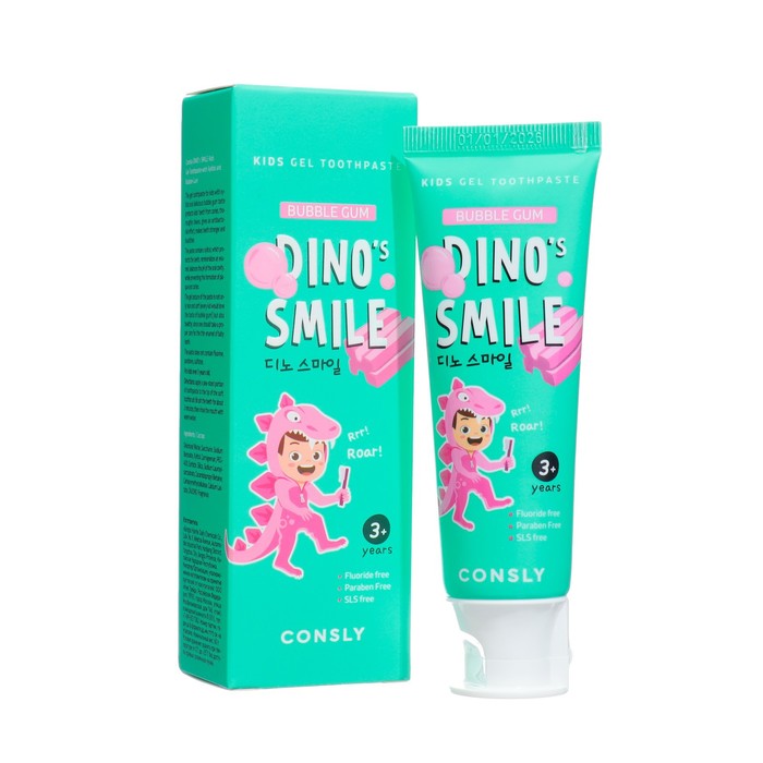 Детская гелевая зубная паста Consly DINOs SMILE c ксилитом и вкусом жвачки 60 г 129₽