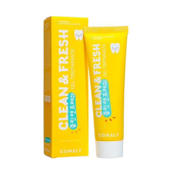 Гелевая зубная паста Consly CleanFresh с экстрактами мёда и лемонграсса 105 гр 131₽