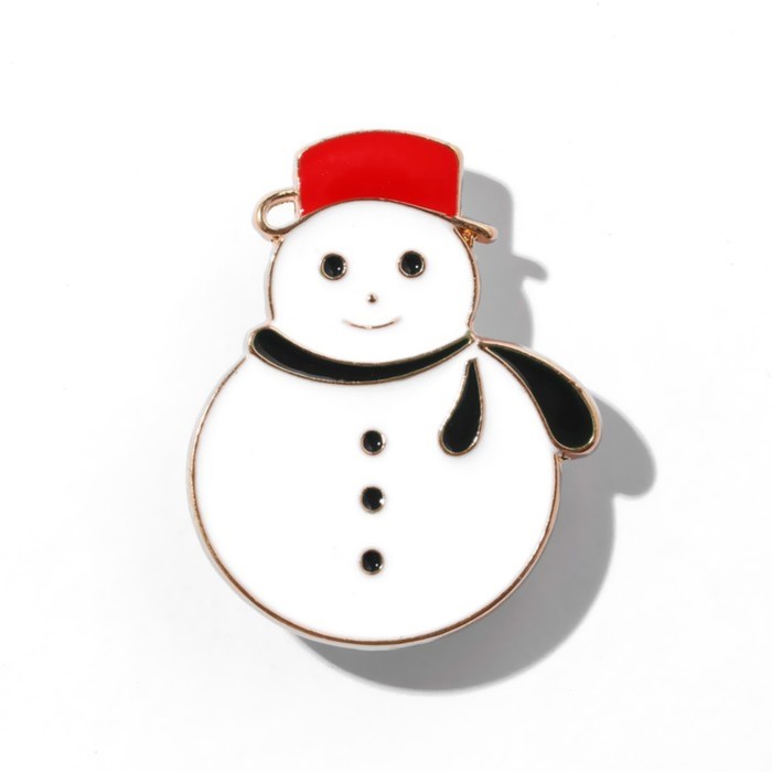 Брошь «Снеговик» круглый, цветная в золоте брошь снеговик в шляпе цветная в золоте