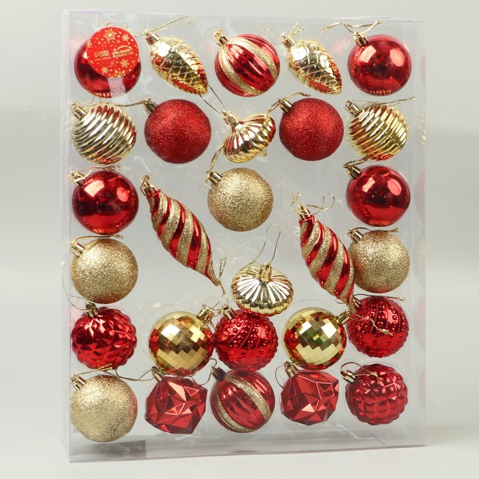фото Набор украшений пластик 28 шт "феерия" красно-золотой зимнее волшебство
