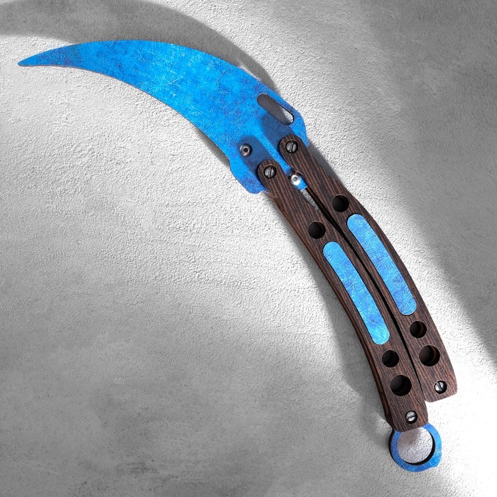 Сувенир деревянный Нож-бабочка. Керамбит, синий