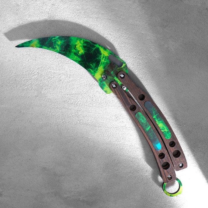 Сувенир деревянный Нож-бабочка. Керамбит, синий с зелёным сувенир деревянный нож бабочка красный