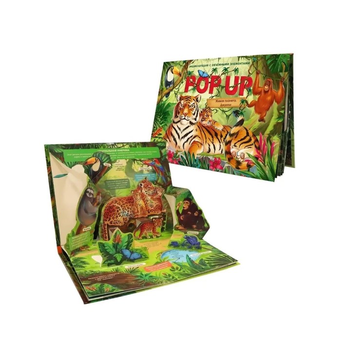 Энциклопедия «Джунгли», книжка-панорамка, POP UP живая планета джунгли книжка панорамка