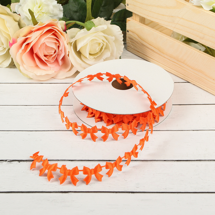 Лента декоративная "Бантики", цвет оранжевый