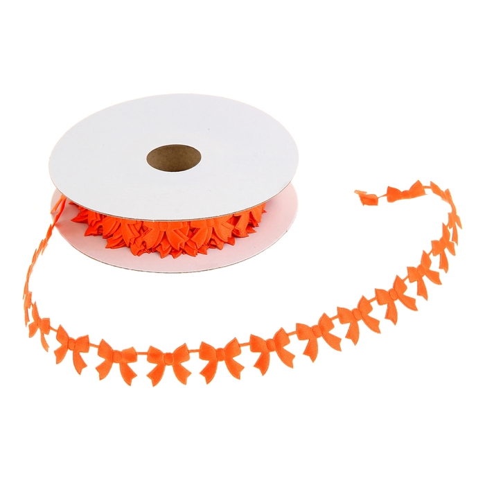 Лента декоративная "Бантики", цвет оранжевый