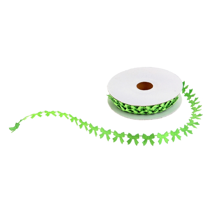 Лента декоративная "Бантики", цвет зелёный