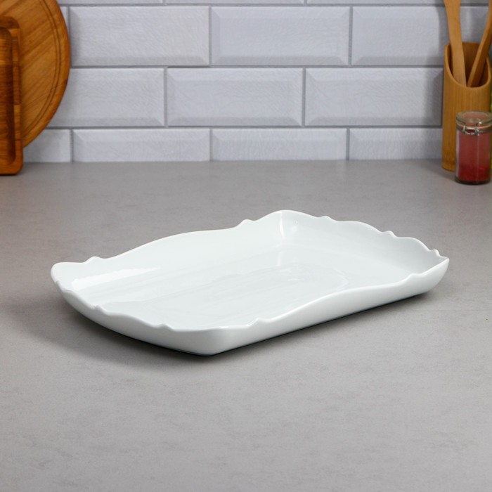 Тарелка Wave, прямоугольная, 2.2 л, фарфор, Иран тарелка сладости большая фарфор иран