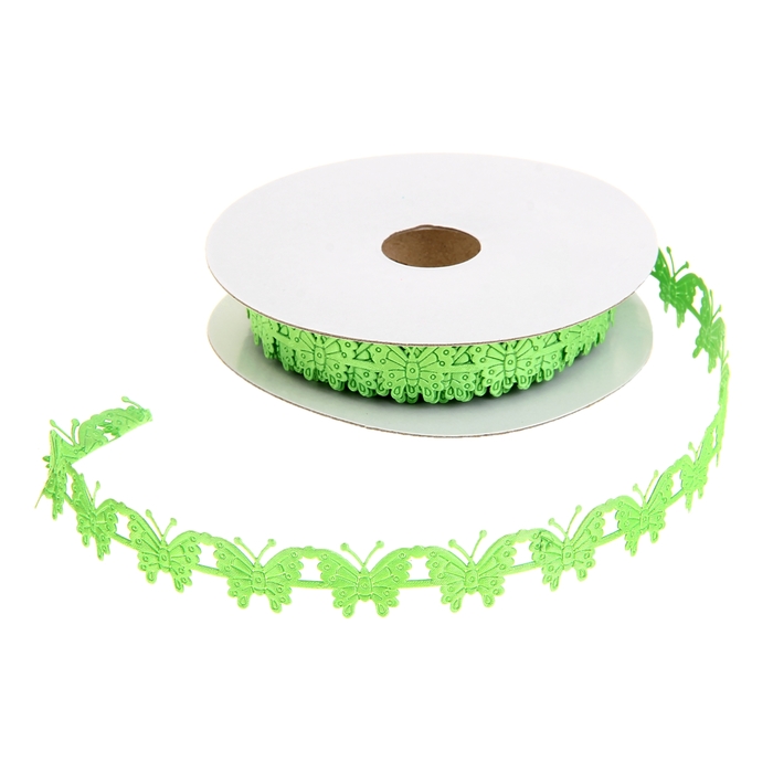 Лента декоративная "Бабочки", цвет зелёный