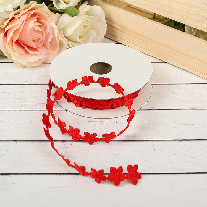 Лента декоративная "Нежность", цвет красный