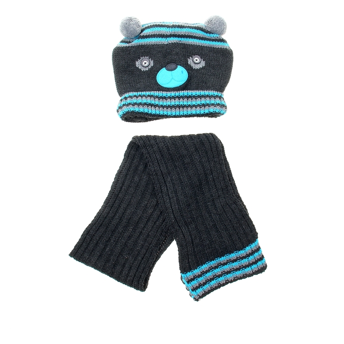 Комплект дет.зимний Мишка:шапка, шарф, объем головы 46-48см (1-2года)