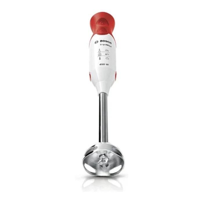 

Блендер Bosch MSM64120, погружной, 450 Вт, 0.6 л, 2 скорости, режим "турбо", бело-красный