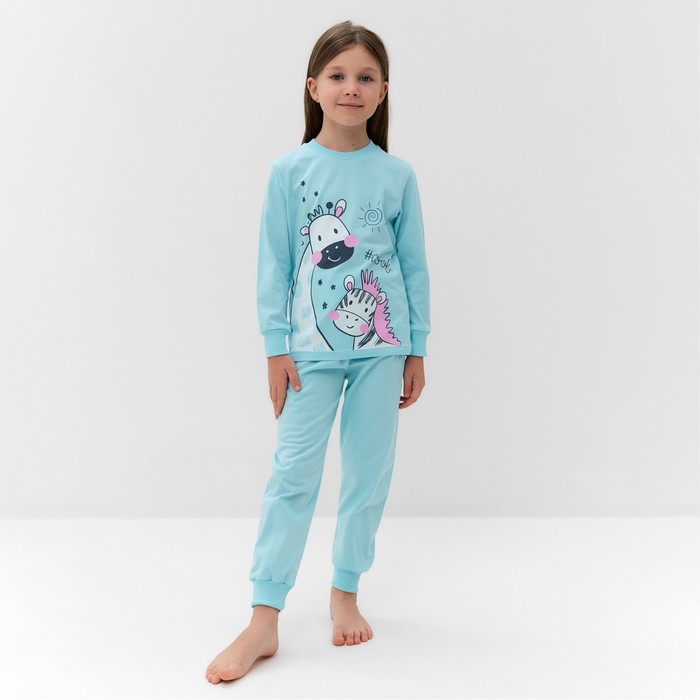 Пижама для девочки, цвет мятный, рост 98 см