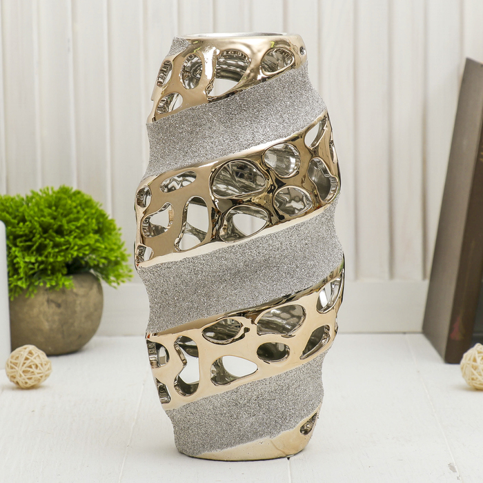 Ваза "Ажур" резная, круги, блёстки