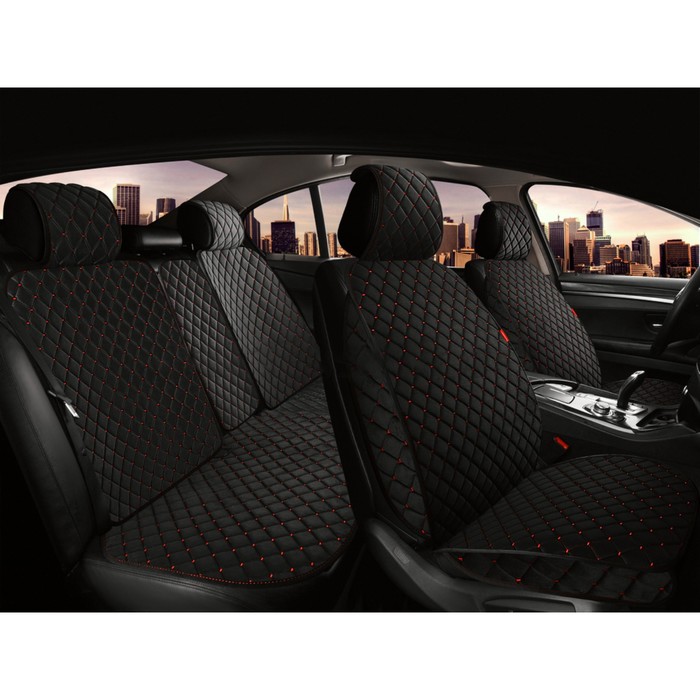 

Накидки на весь салон CarFashion SOKOL PLUS, цвет черный/черный/красный
