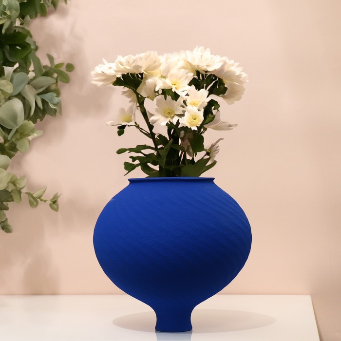 Ваза для цветов декоративная «Лаура» цвет синий 20 х 16 х 16 см